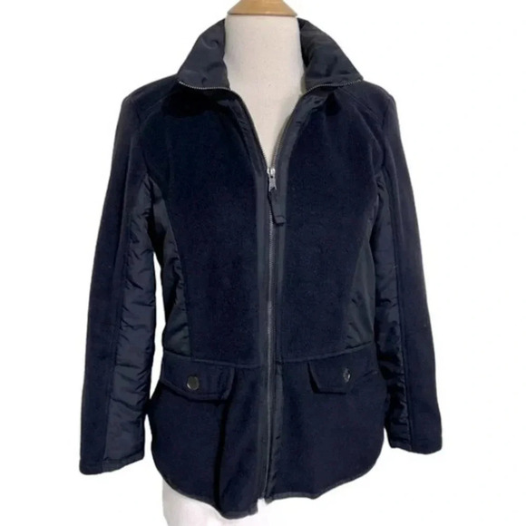 Style & Co‎ SP black fleece hidden hood jacket - Picture 1 of 7